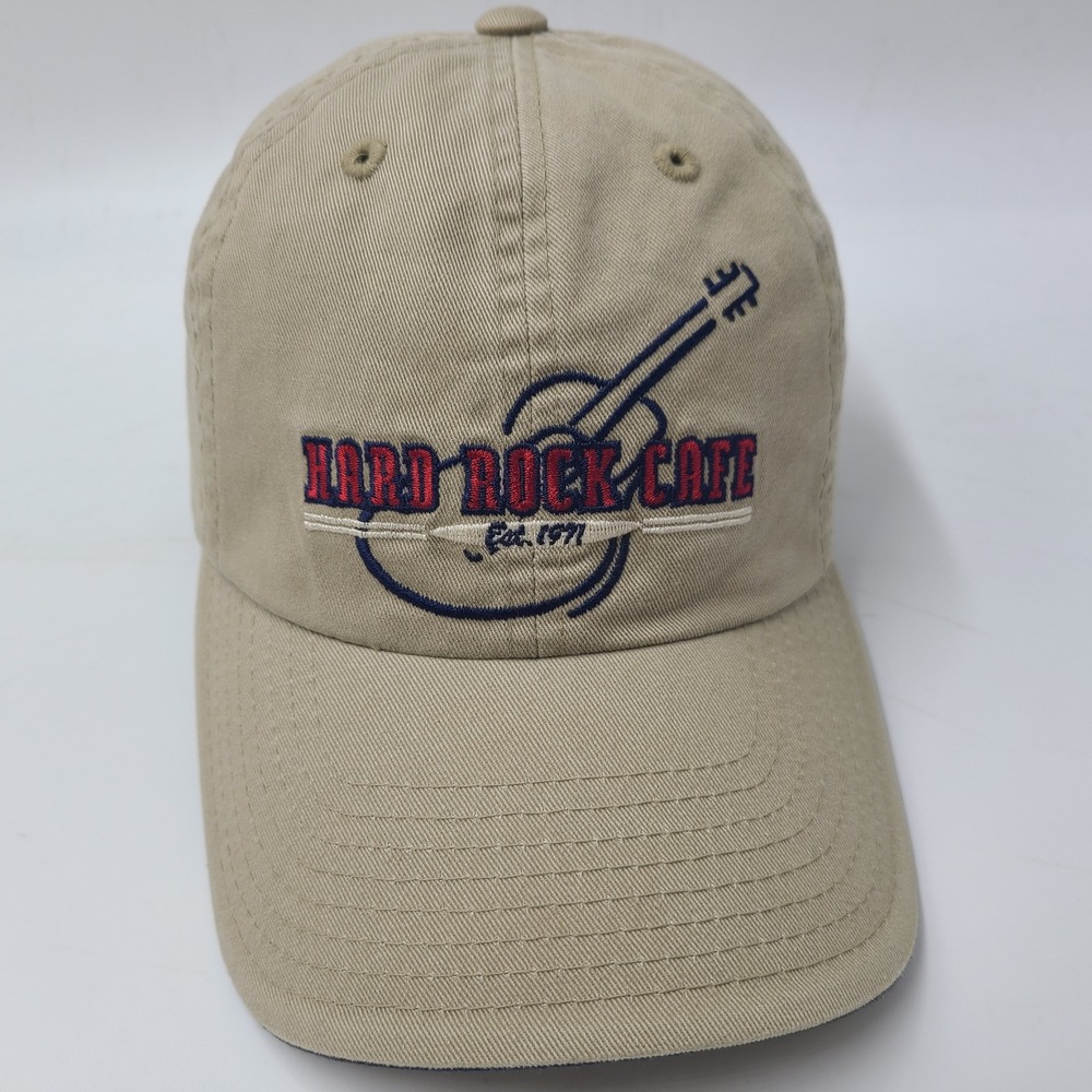 Vintage Hard Rock Cafe Hat Strapback (Fits‎ Small) Beige Kona Hawaii Guitar Logo